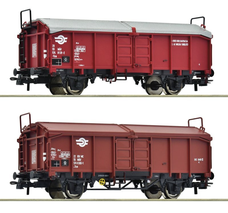 2 piece set: sliding roof wagons, MAV, HO, Roco 6600116