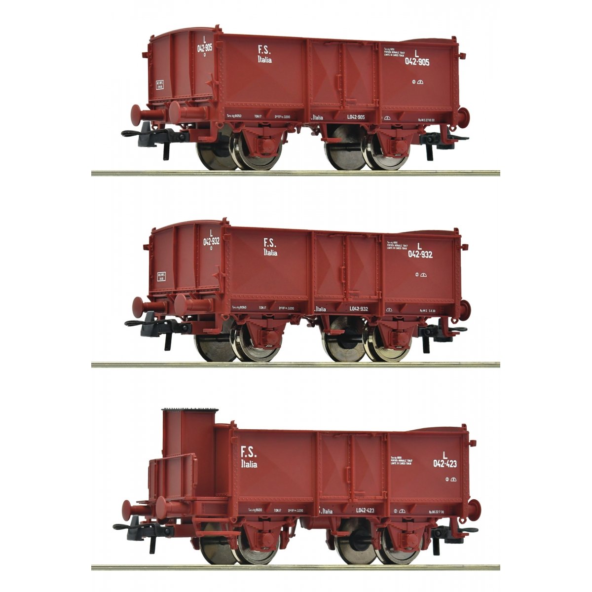 3-piece set: Open goods wagons, FS, HO, Roco 6600088