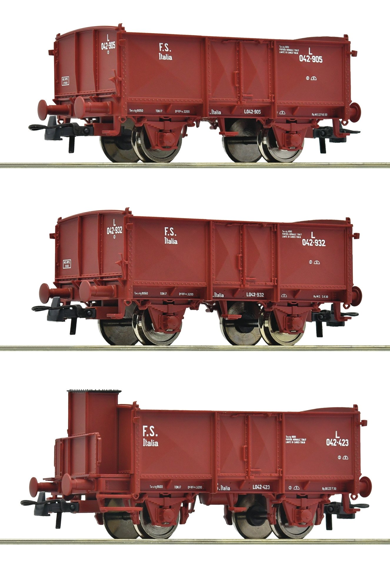 3-piece set: Open goods wagons, FS, HO, Roco 6600088