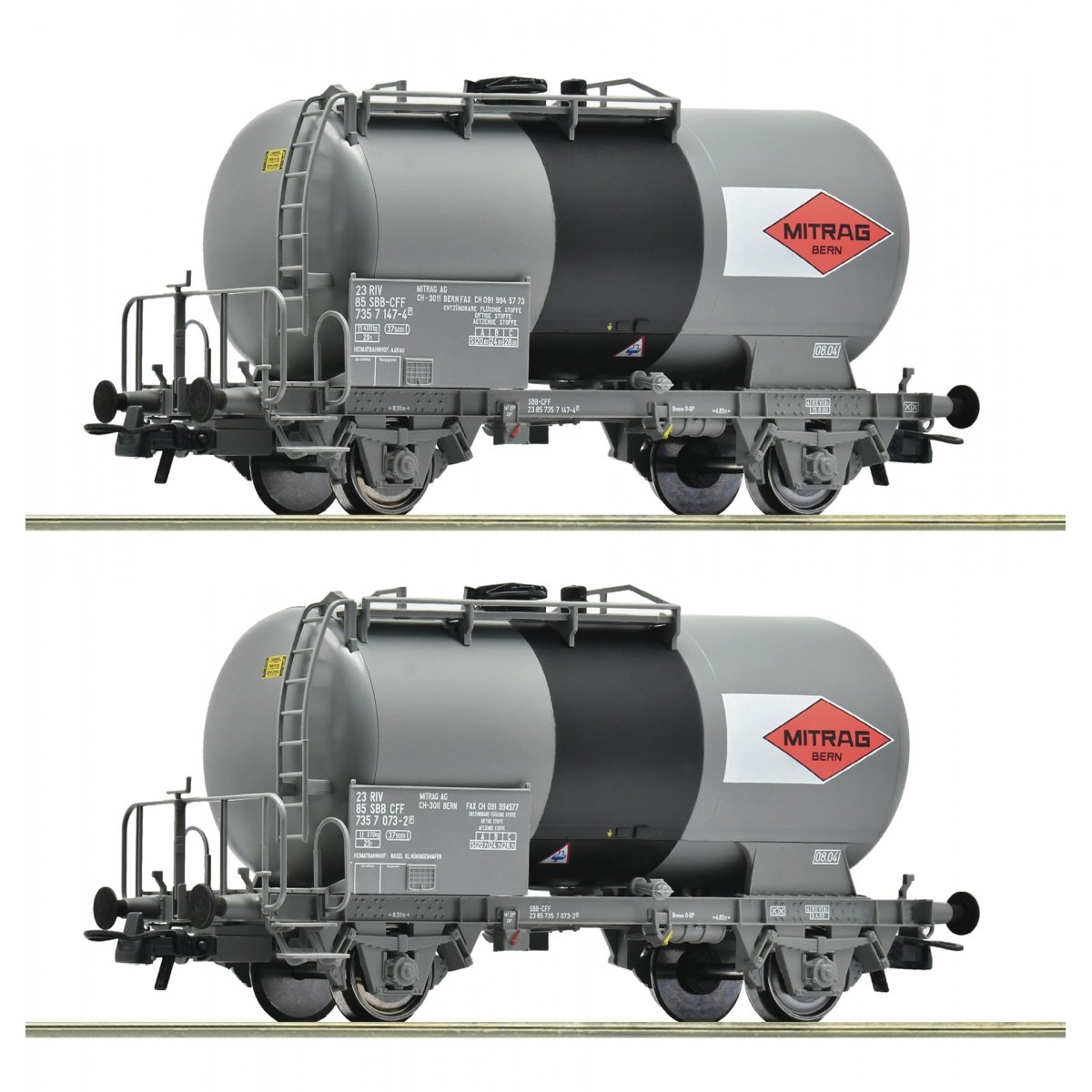2 piece set: Tank wagons, SBB, HO, Roco 6600196