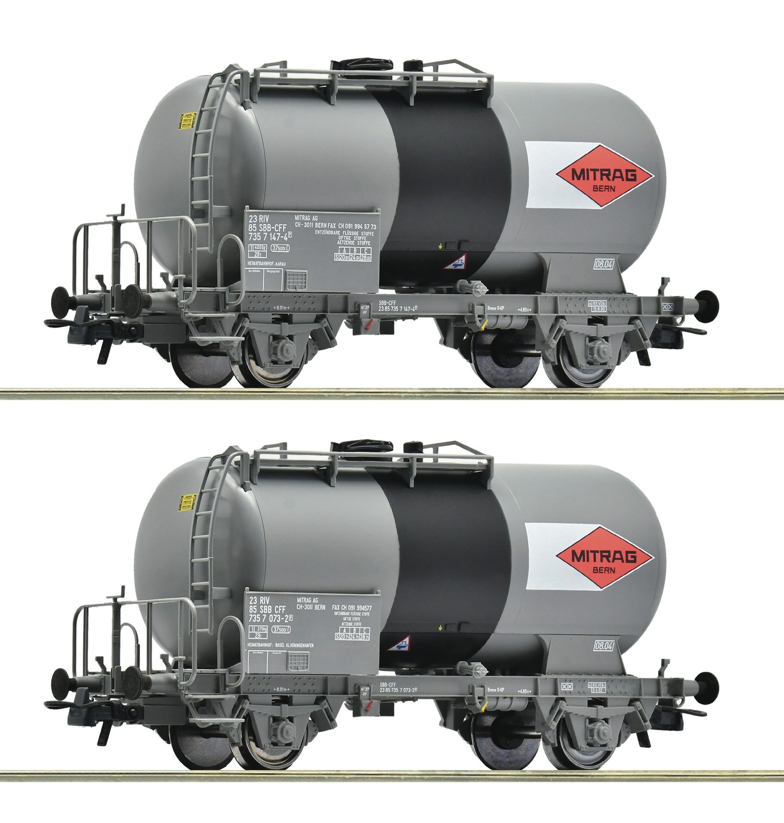 2 piece set: Tank wagons, SBB, HO, Roco 6600196