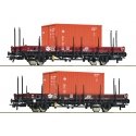 2-piece set: Swivel stake wagons, MAV, HO, Roco 6600076