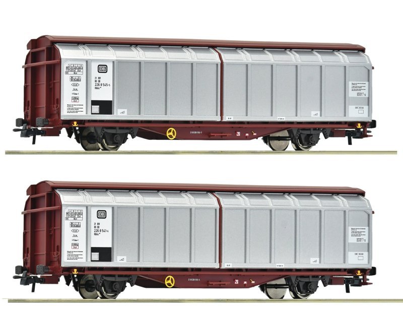 2-piece set: Sliding wall wagons, DB, HO, Roco 6600111