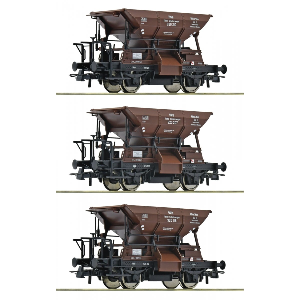 3 piece set: Talbot ballast hopper wagons, ÖBB, HO, Roco 6600283