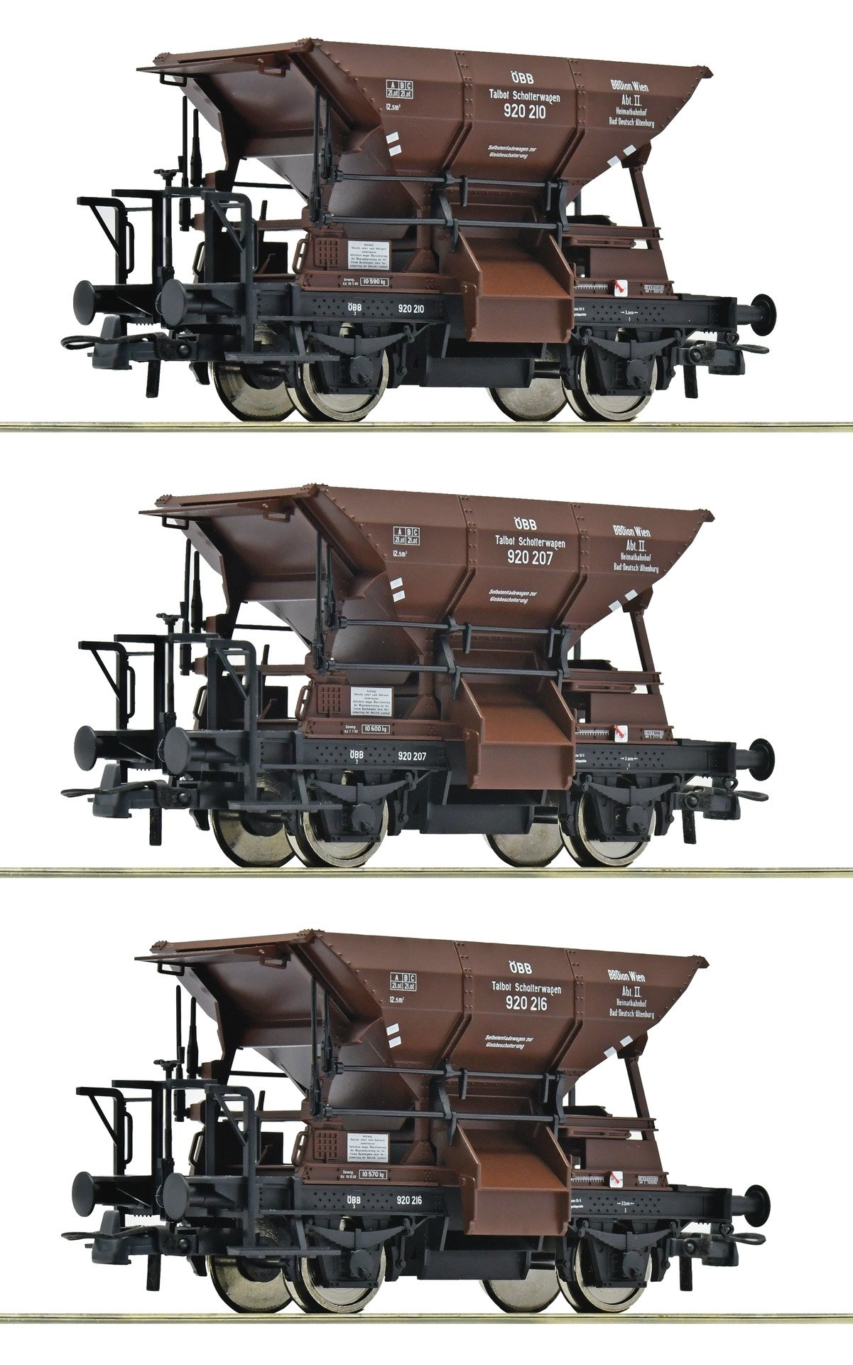 3 piece set: Talbot ballast hopper wagons, ÖBB, HO, Roco 6600283