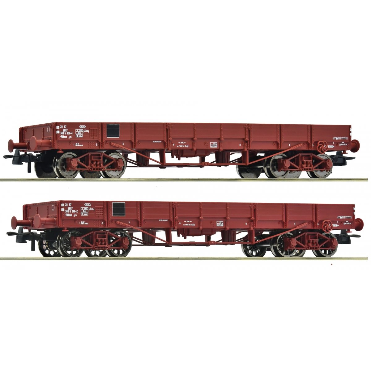 2 piece set: Low side wagons, SNCF, HO, Roco 6600224