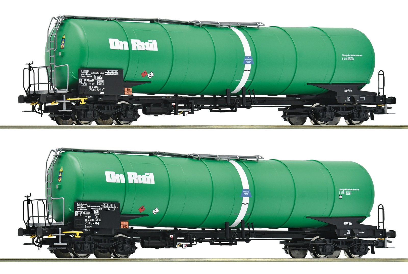 2 piece set: Tank wagons, OnRail, HO, Roco 6600147