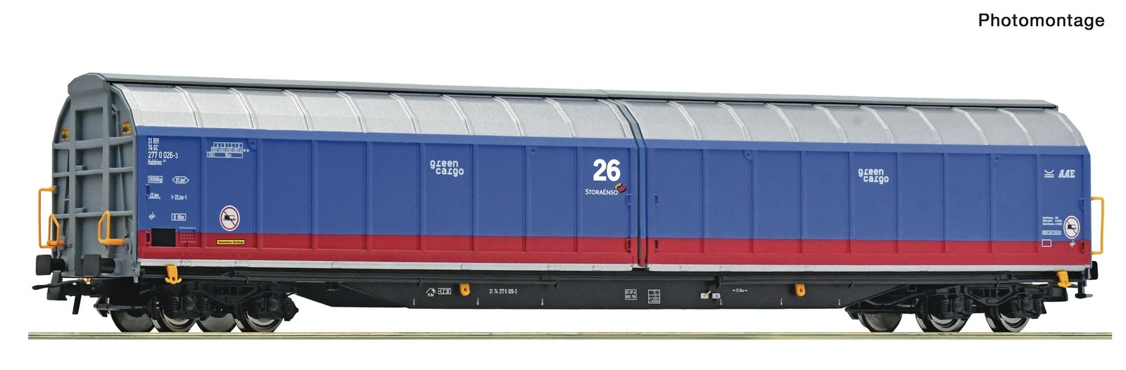 Sliding wall wagon, Green Cargo., HO, Roco 6600200