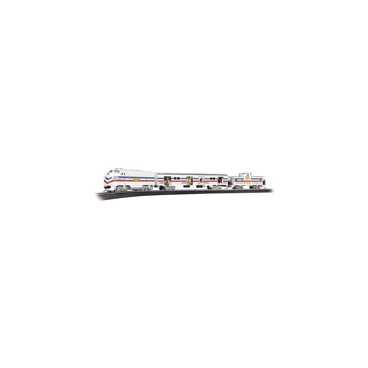 Norman Rockwell Freedom Train Set - Standard DC -- EMD F7, Display Car, Wide-Vision Caboose, E, HO, Bachmann Industries 767