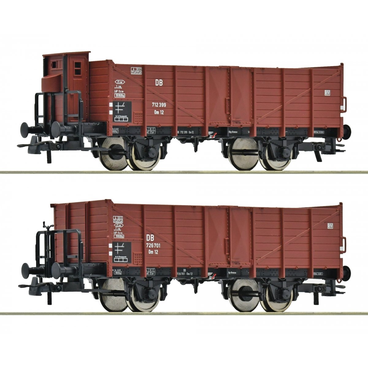 2 piece set: Open goods wagons, DB, HO, Roco 6600267