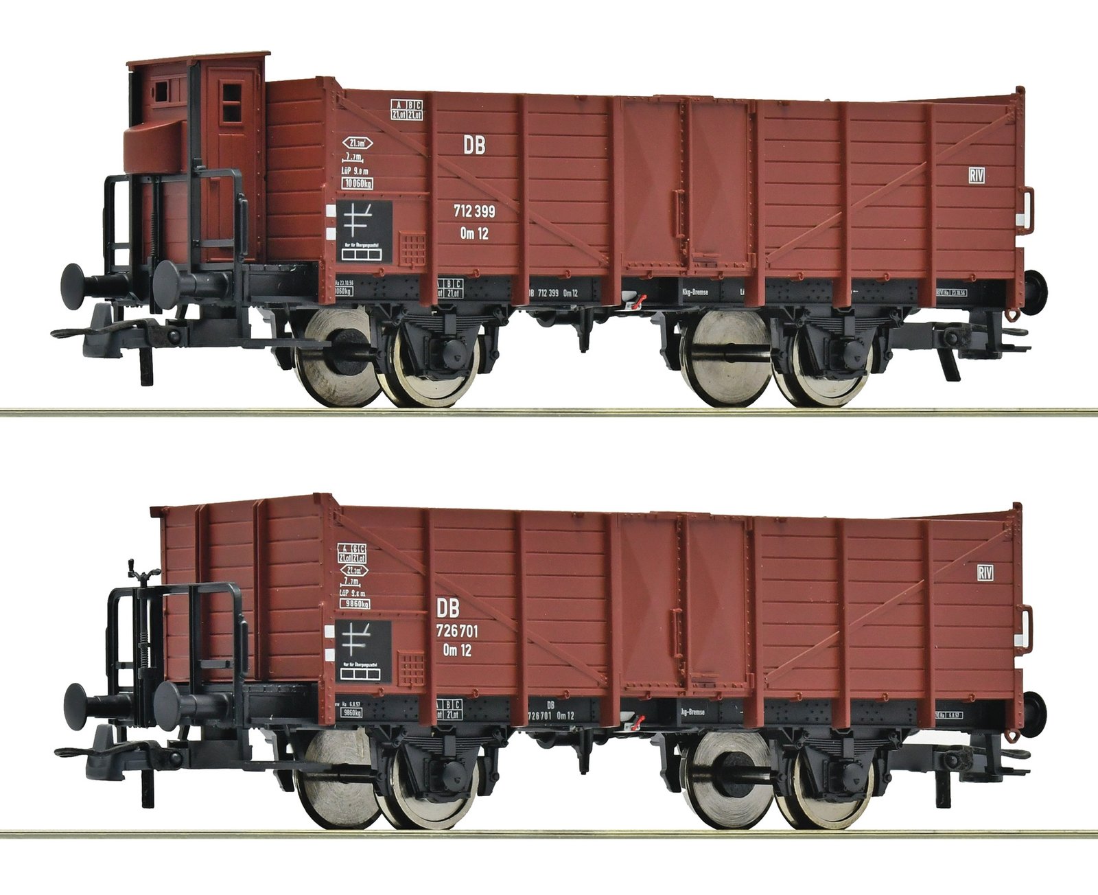 2 piece set: Open goods wagons, DB, HO, Roco 6600267