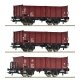 3 piece set: Open goods wagons, DR, HO, Roco 6600146