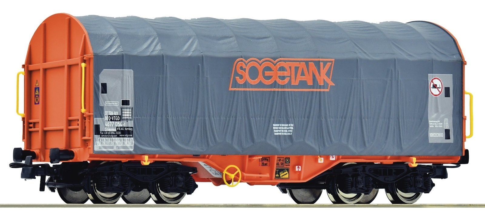 Slide tarpaulin wagon, Sogetank, HO, Roco 6600133