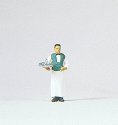 Individual Figure - Working People -- Waiter with Serving Tray (White Uniform, Green Vest), HO, Preiser Kg 28044