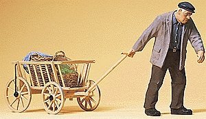 Pedestrians -- Man Pulling Hand Cart, G, Preiser Kg 45109