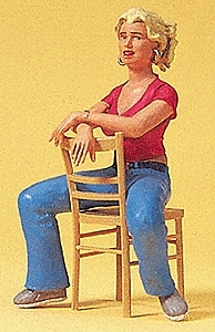 Pedestrian -- Young Woman Seated with Chair, G, Preiser Kg 45508