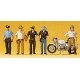USA Police & Motorcycle -- 5 Officers, 1 Motorcycle, HO, Preiser Kg 10370