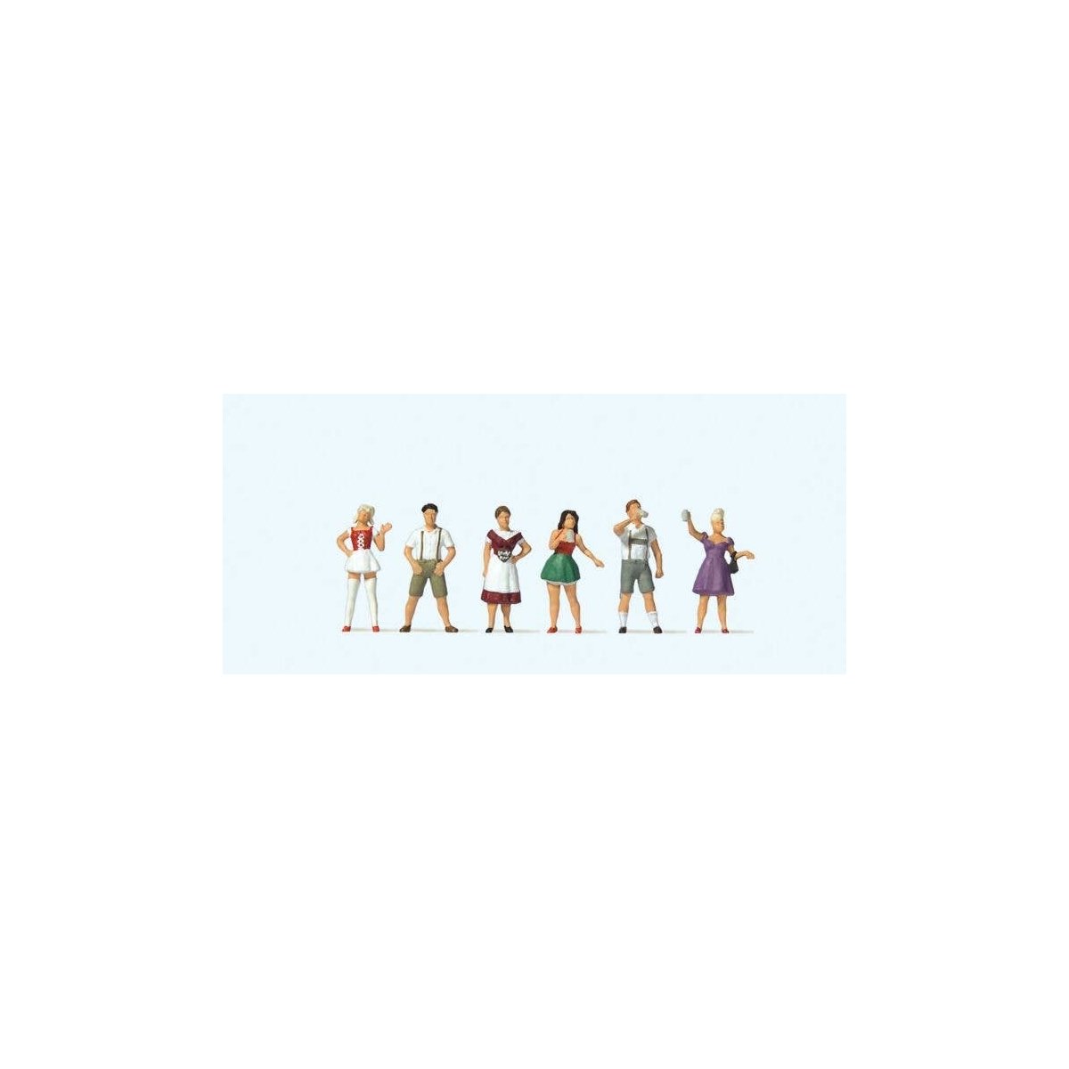 Standing Beer Drinkers in Tradtional German Costume -- pkg(6), HO, Preiser Kg 10674