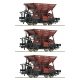 3 piece set: Talbot ballast hopper wagons, DB, HO, Roco 6600269