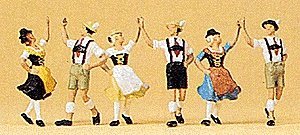 Recreation & Sports -- Folk Dancers - Ring-Around Dance Group pkg(3), HO, Preiser Kg 10241