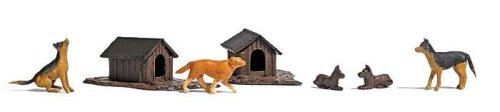 5 Dogs and 2 Doghouses, HO, Busch Gmbh & Co Kg 1197