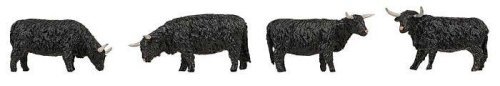 Highland Cattle -- Black pkg(4), HO, Faller Gmbh 151957