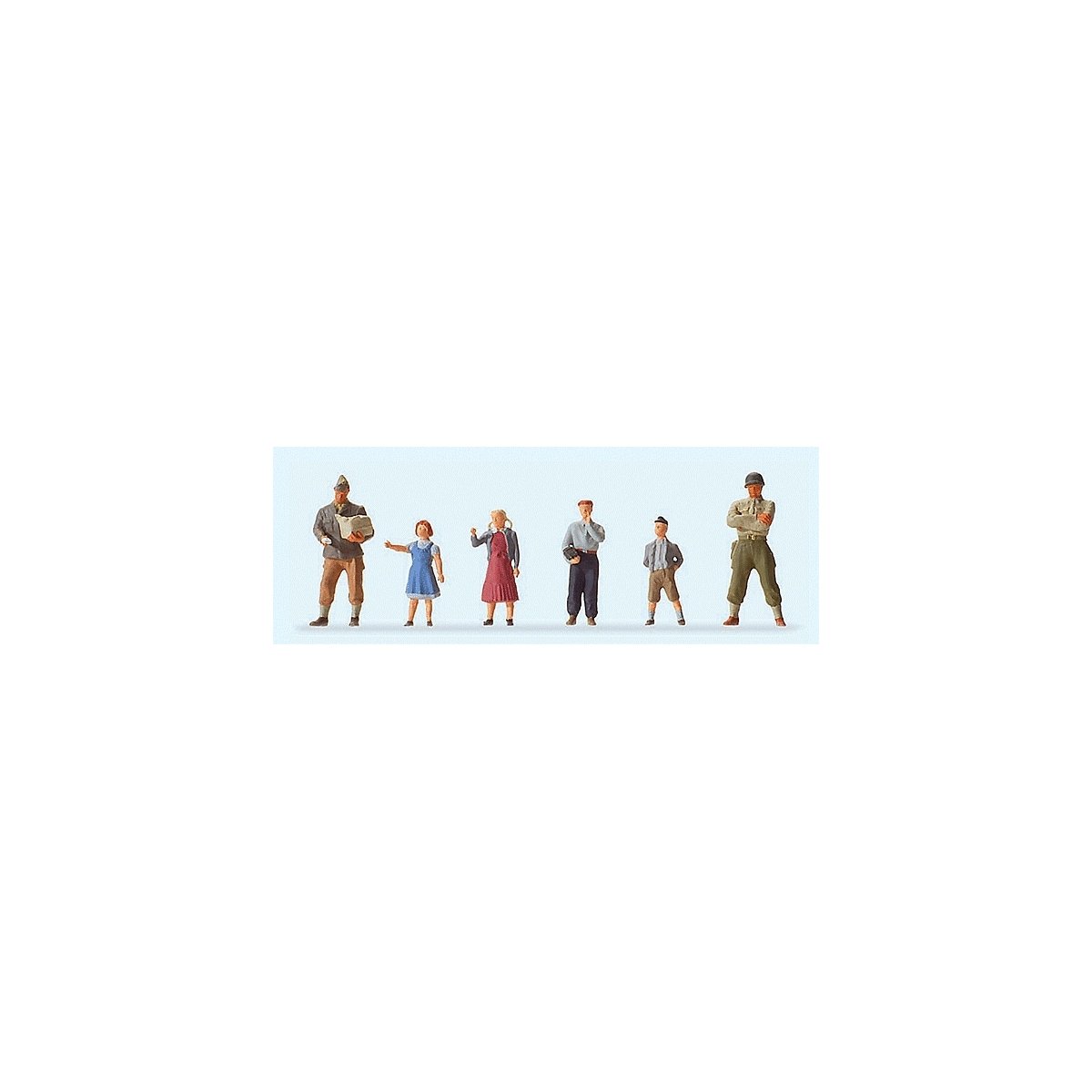 Pedestrians -- US Soldiers w/Children, HO, Preiser Kg 10613