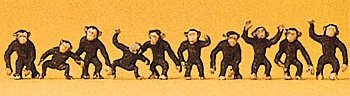 Animals -- Monkeys (brown) pkg(10), HO, Preiser Kg 20388