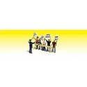 Scenic Accents(R) Figures -- Picket Line - 5 Workers Protesting Behind Barricade with 1 Police Of, N, Woodland Scenics 2197