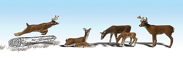 Scenic Accents(R) Animals -- White-Tail Deer pkg(6), HO, Woodland Scenics 1884