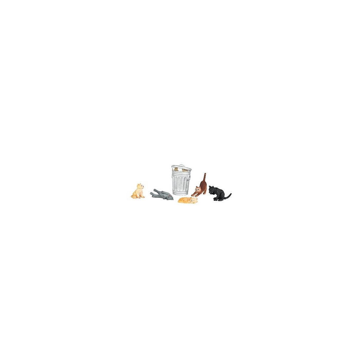Cats w/Garbage Can - SceneScapes(TM) -- pkg(6), O, Bachmann Industries 33157