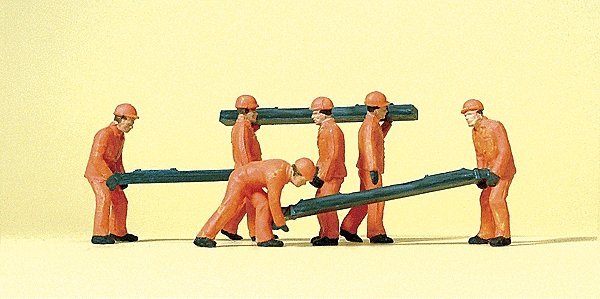 Railroad Personnel -- Track Workers w/Ties pkg(6), HO, Preiser Kg 14036