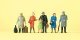 Passengers -- Standing Travelers Wearing Coats pkg(6), HO, Preiser Kg 14044