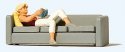 Recreation & Sports -- Woman Reading on Sofa, HO, Preiser Kg 28179