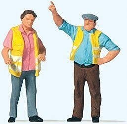 Working People -- Man & Woman with Yellow Vests, HO, Preiser Kg 28235