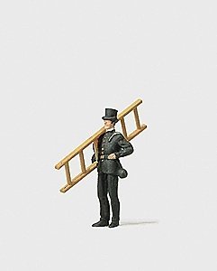 Individual Figures, Working People -- Chimney Sweep w/Ladder, HO, Preiser Kg 28080