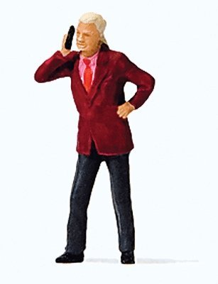 Man -- With Mobile Phone, HO, Preiser Kg 28165