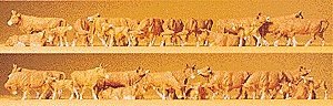 Cows pkg(30) -- Brown & White, HO, Preiser Kg 14409