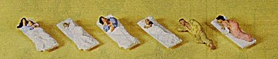 Passengers -- Sleeping pkg(6), HO, Preiser Kg 10300
