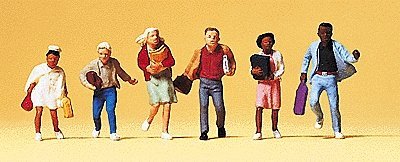 Pedestrians -- School Children pkg(6), HO, Preiser Kg 10476