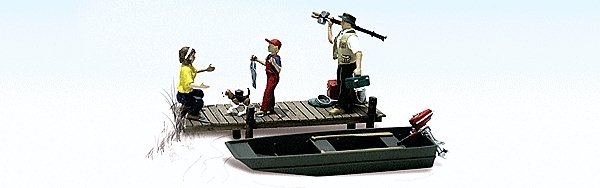 Family Fishing - Scenic Accents(R) -- With Boat & Pier, HO, Woodland Scenics 1923