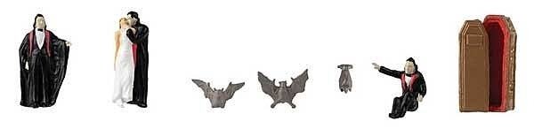 Count Dracula Figure Set -- Figures, Bats, Coffin, HO, Faller Gmbh 151632