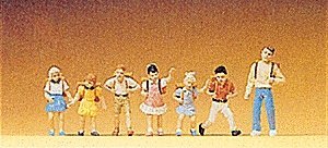 School Children -- pkg(7), HO, Preiser Kg 10181