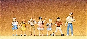 School Children -- pkg(7), HO, Preiser Kg 10181