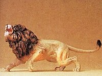 Wild Animal Figures, 1/24 - 1/25 Scale -- Lion Charging w/Teeth Bared, 1/25, Preiser Kg 47504