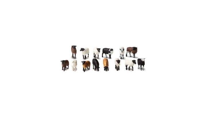 Scenic Accents(R) -- Flock of Sheep pkg(14), HO, Woodland Scenics 1964