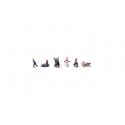Children Sledding - Scenic Accents(R) -- 5 Children, Snowman, HO, Woodland Scenics 1966
