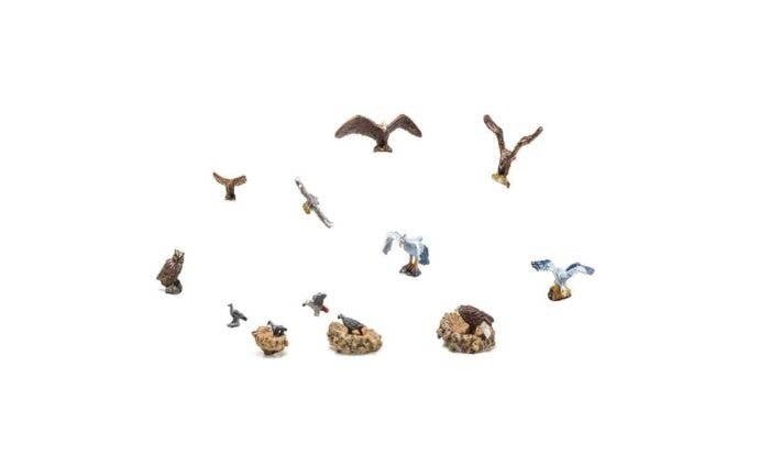 Birds and Nests - Scenic Accents(R) -- 15 Pieces plus 3 Nests, HO, Woodland Scenics 1970