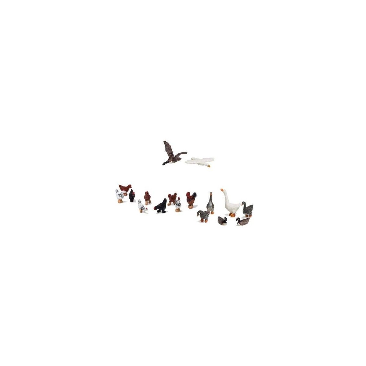 Geese and Chickens - Scenic Accents(R) -- 8 Geese, 9 Chickens, HO, Woodland Scenics 1968