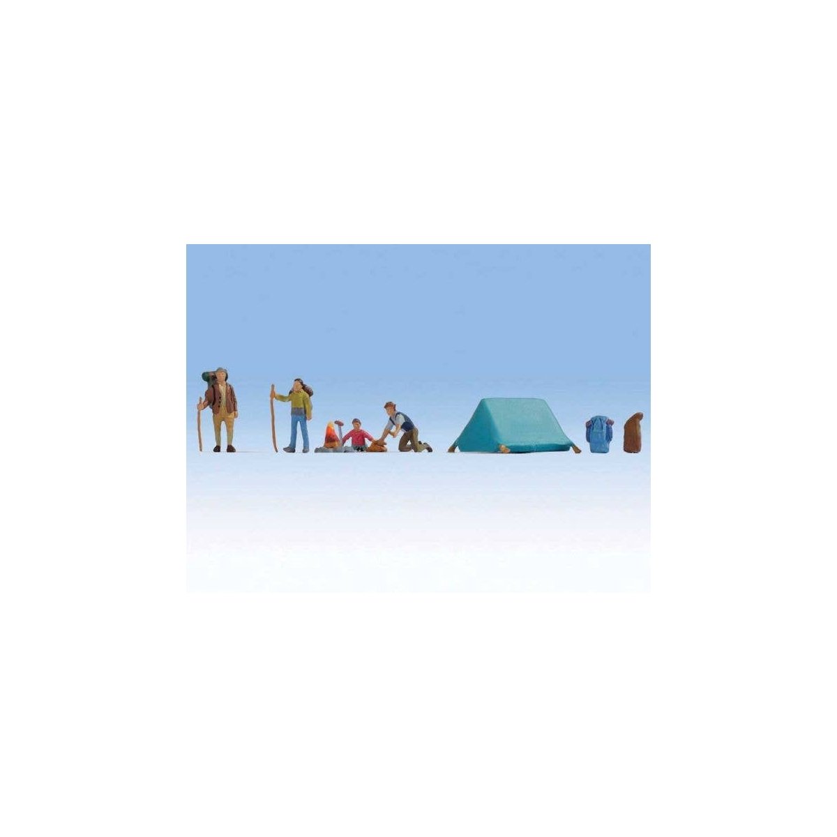 Hikers and Campers -- 4 Campers, Tent & Accessories, HO, Walthers SceneMaster 6081
